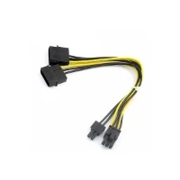 8 สายพิน PCIe ถึง Dual 4 Pin Molex สายไฟ